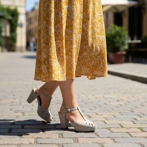 Jeffrey Campbell Suede T-Strap Slingback Heels Handmade Retro Strappy Women's- 6